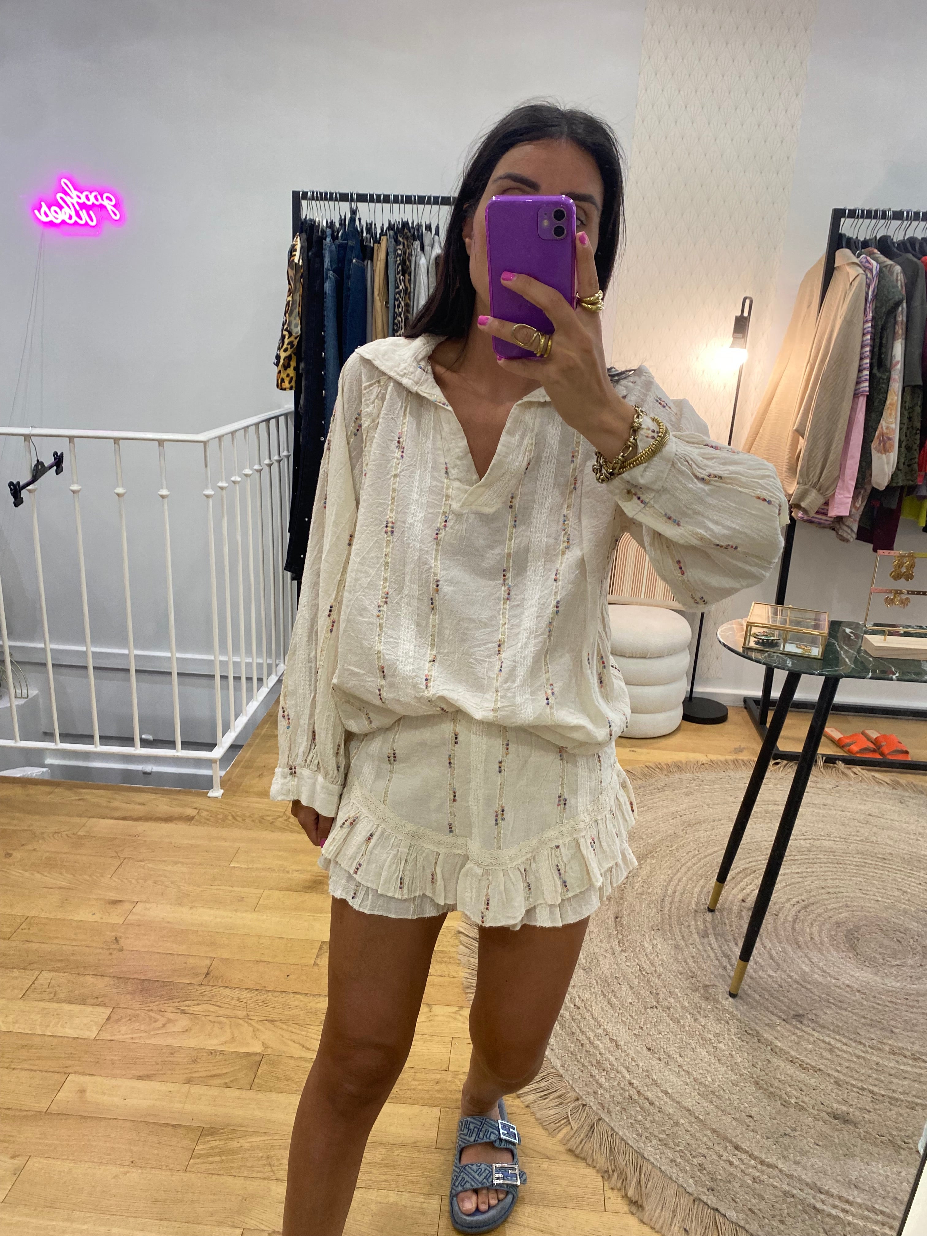 Ensemble short « Lina » écru