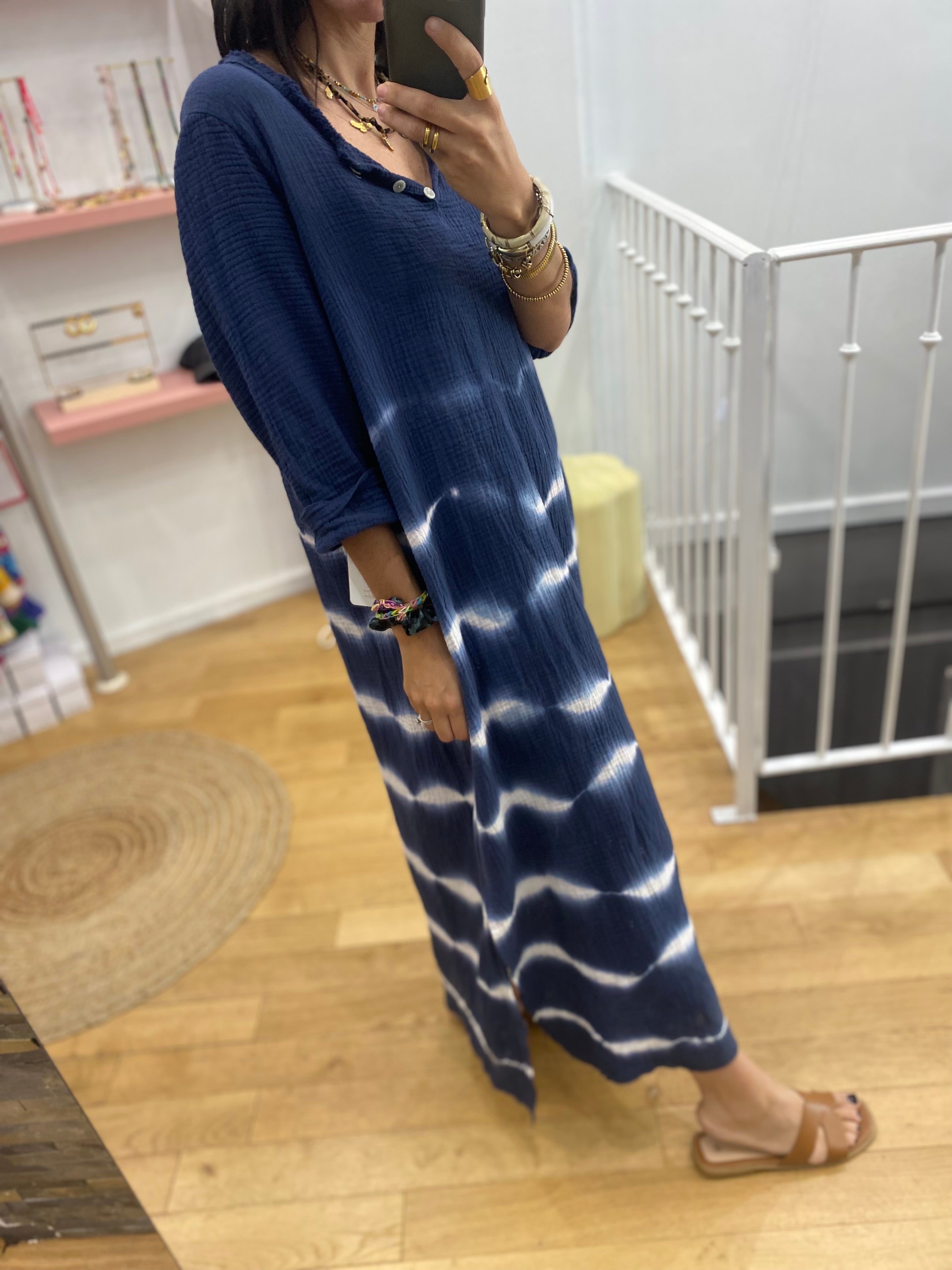 Robe « romy » tie and dye bleu marine