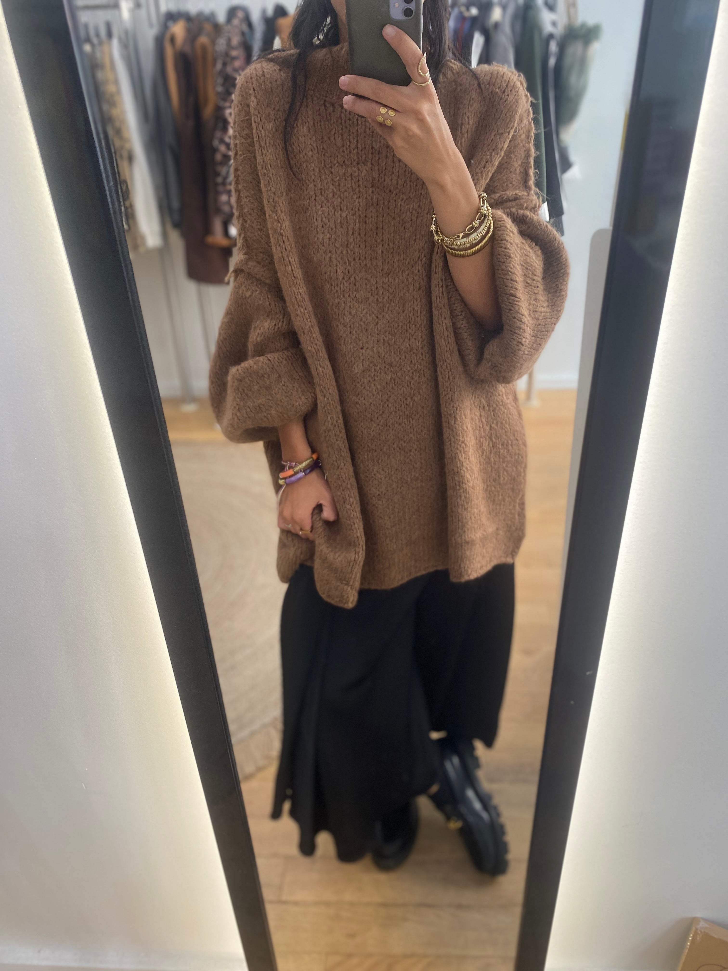 Pull couture « Chloé » camel / marron