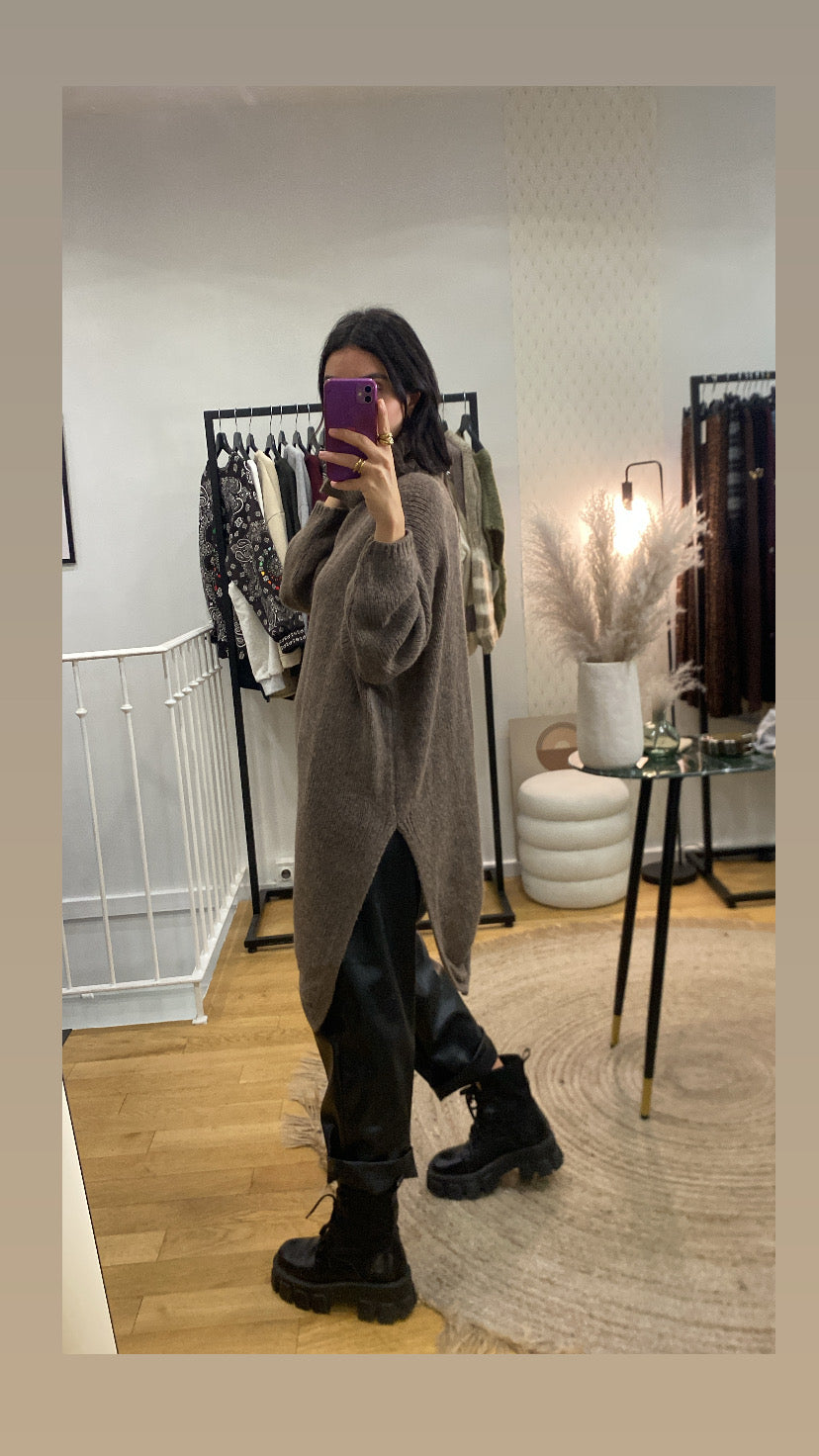 Pull « Lennie » asymétrique taupe