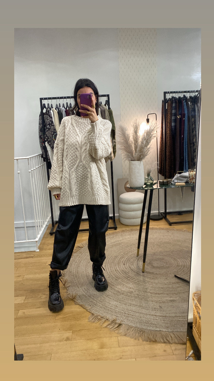 Pull torsadé « Daniella » écru