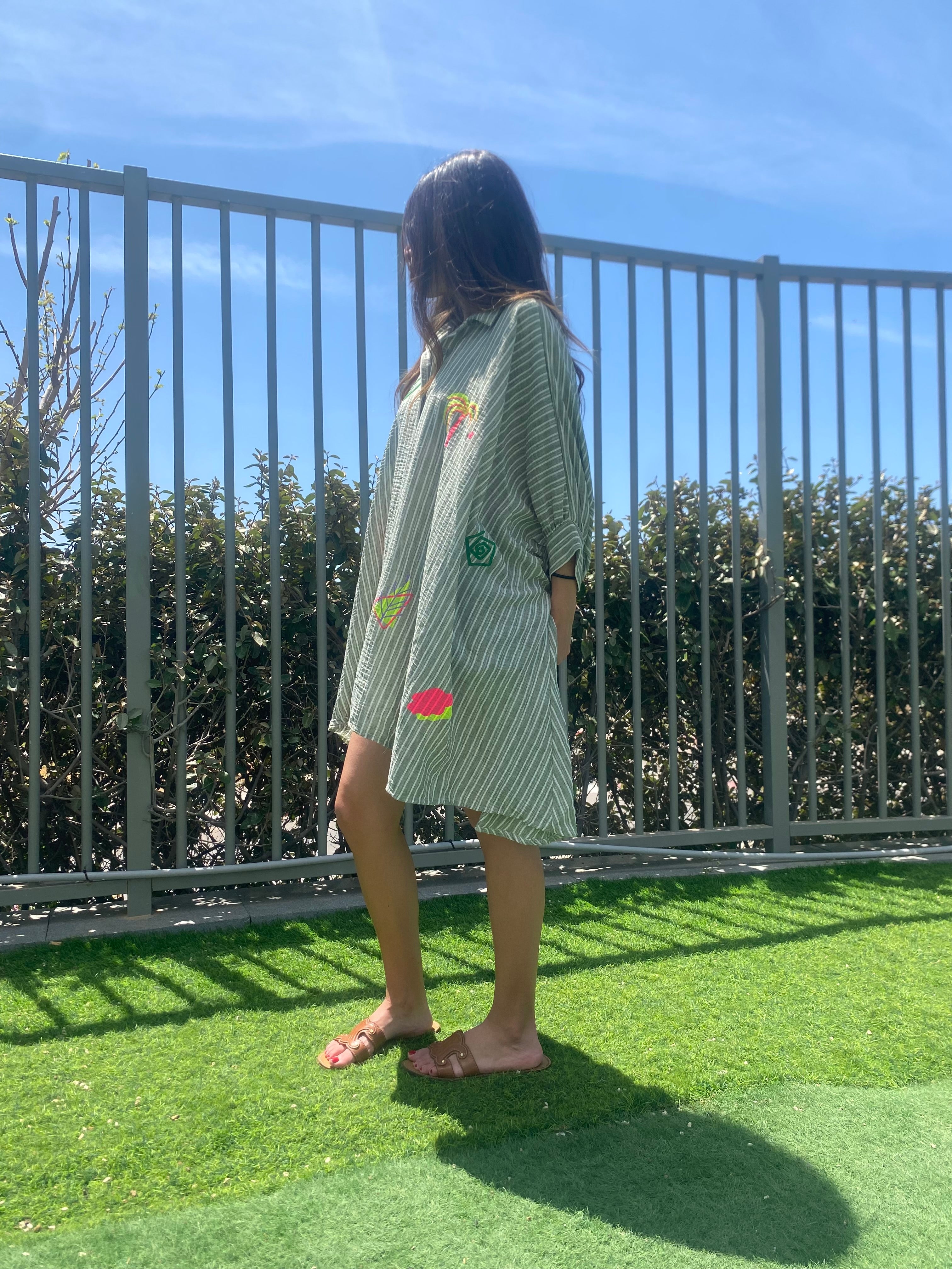 Chemise robe « Jill » rayé kaki