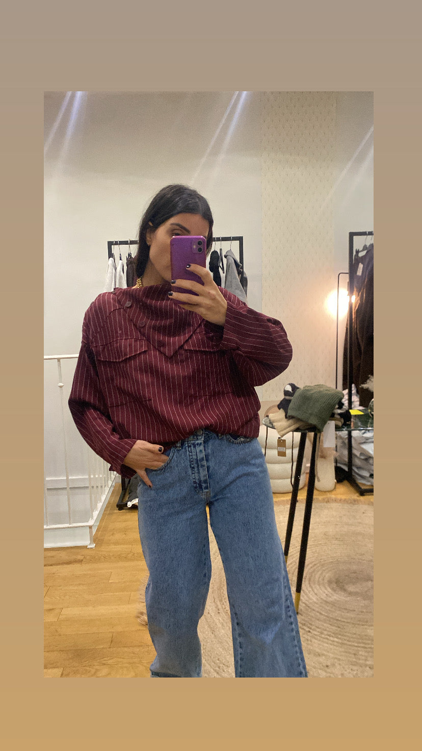 Top « Sinaï » rayé bordeaux