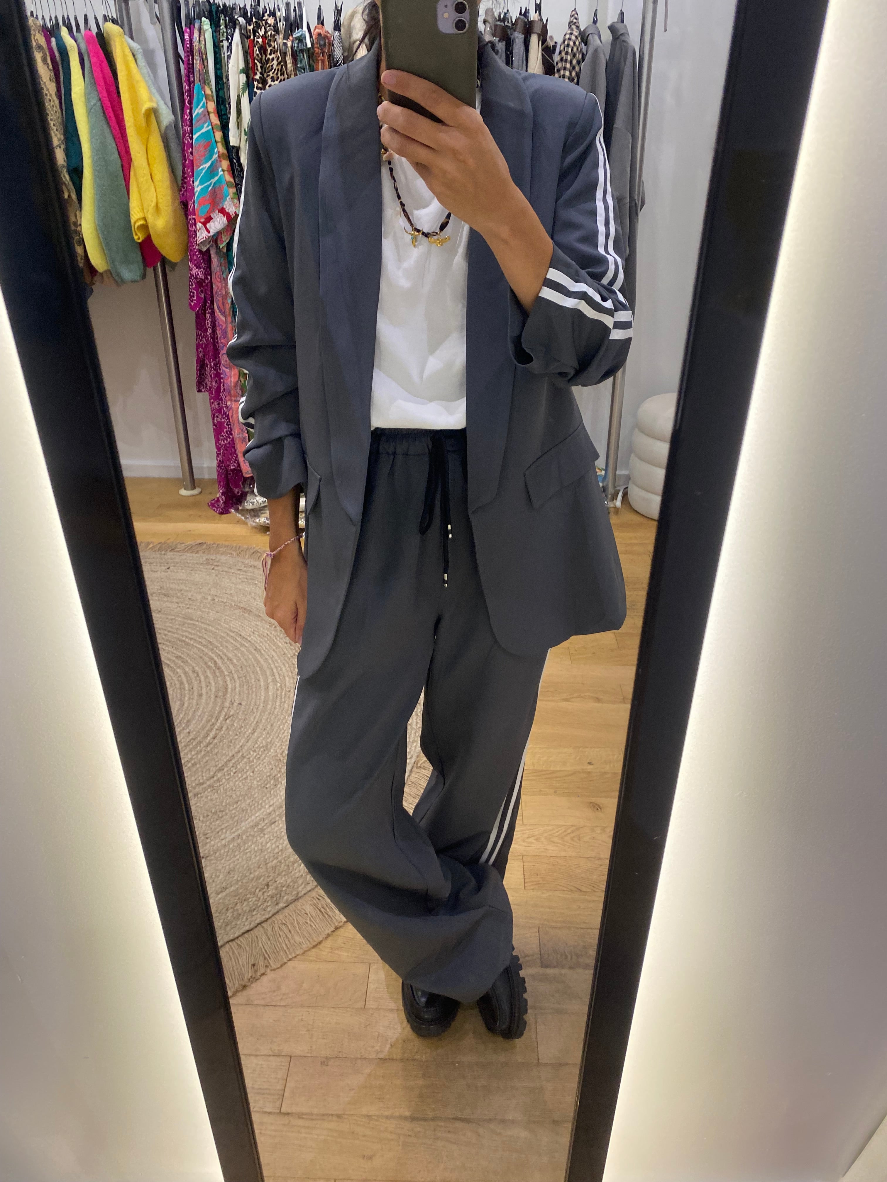 Ensemble pantalon / blazer « Jade » gris