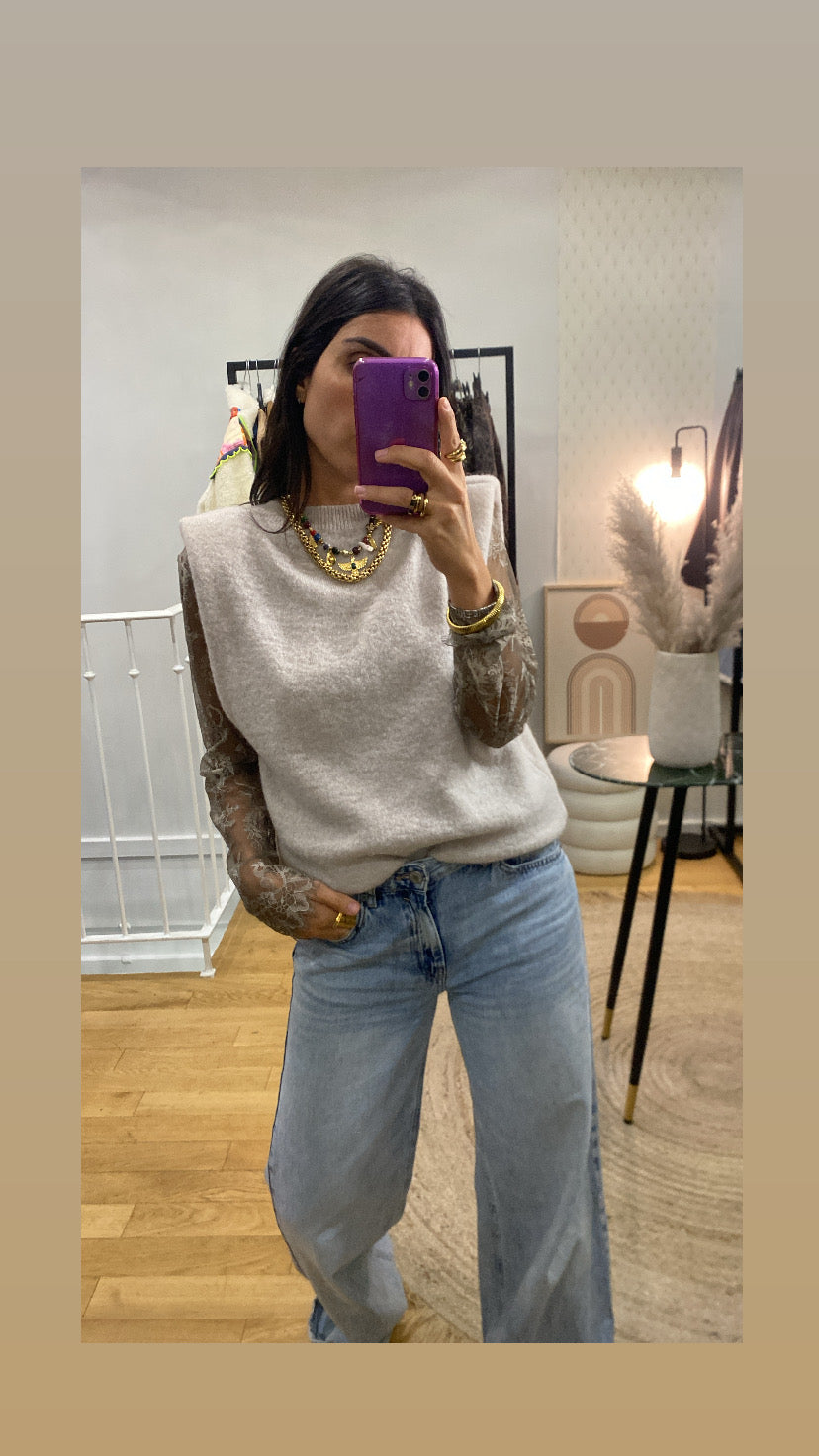 Pull « Kim » épaulette écru