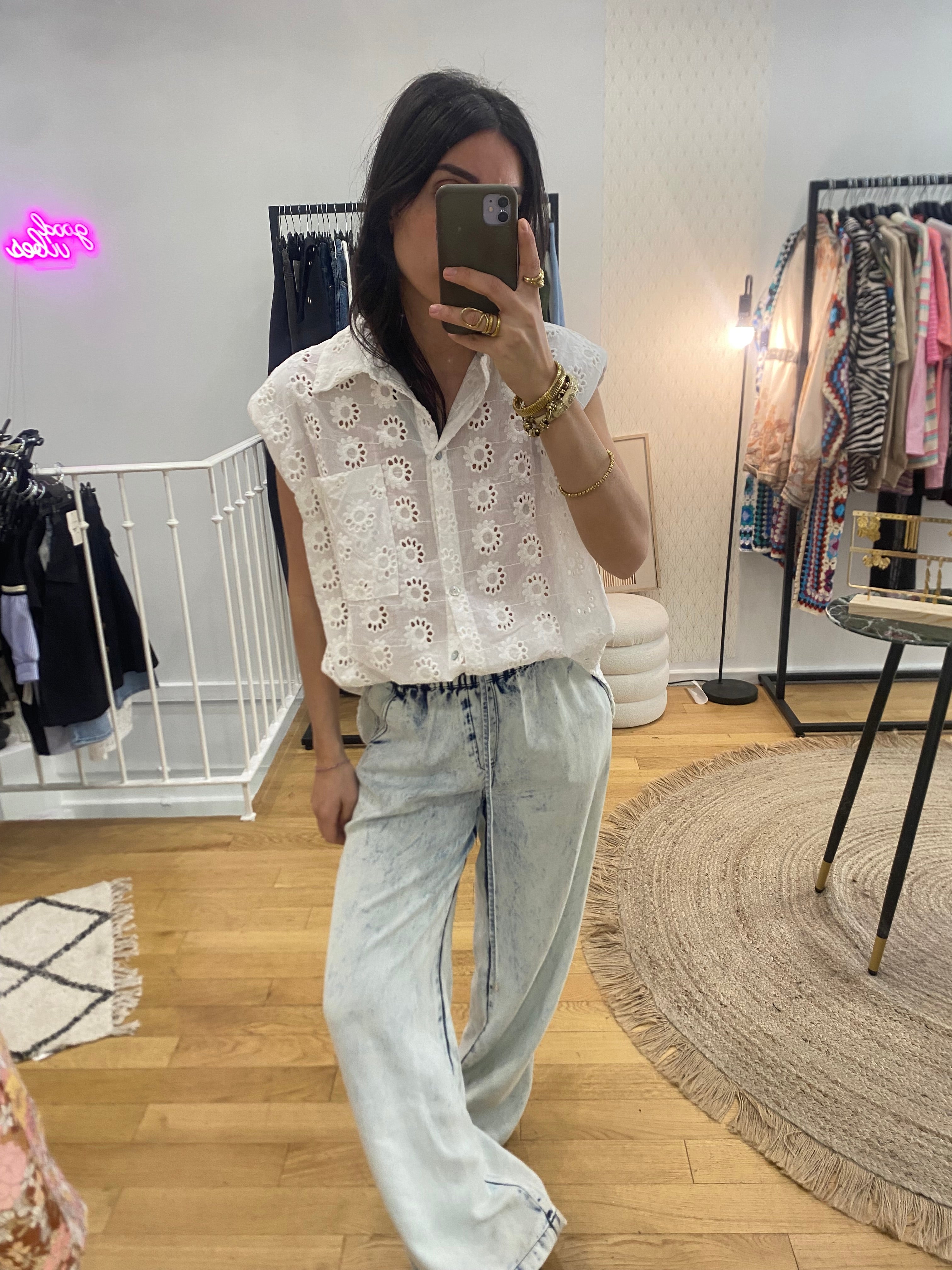 Chemise « Lola » dentelle blanche