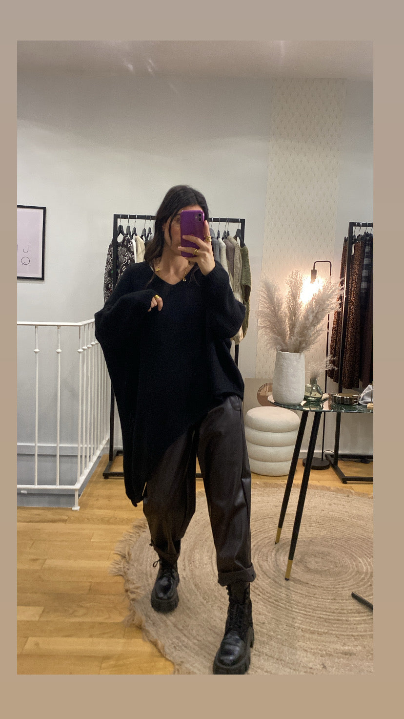 Pantalon en simili marron