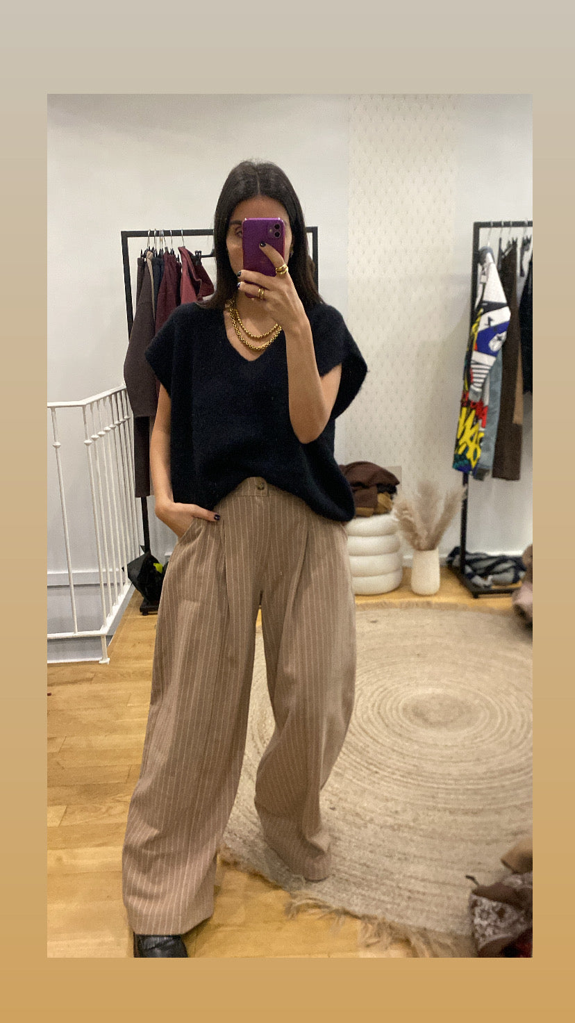 Pantalon « Loulou » rayé camel