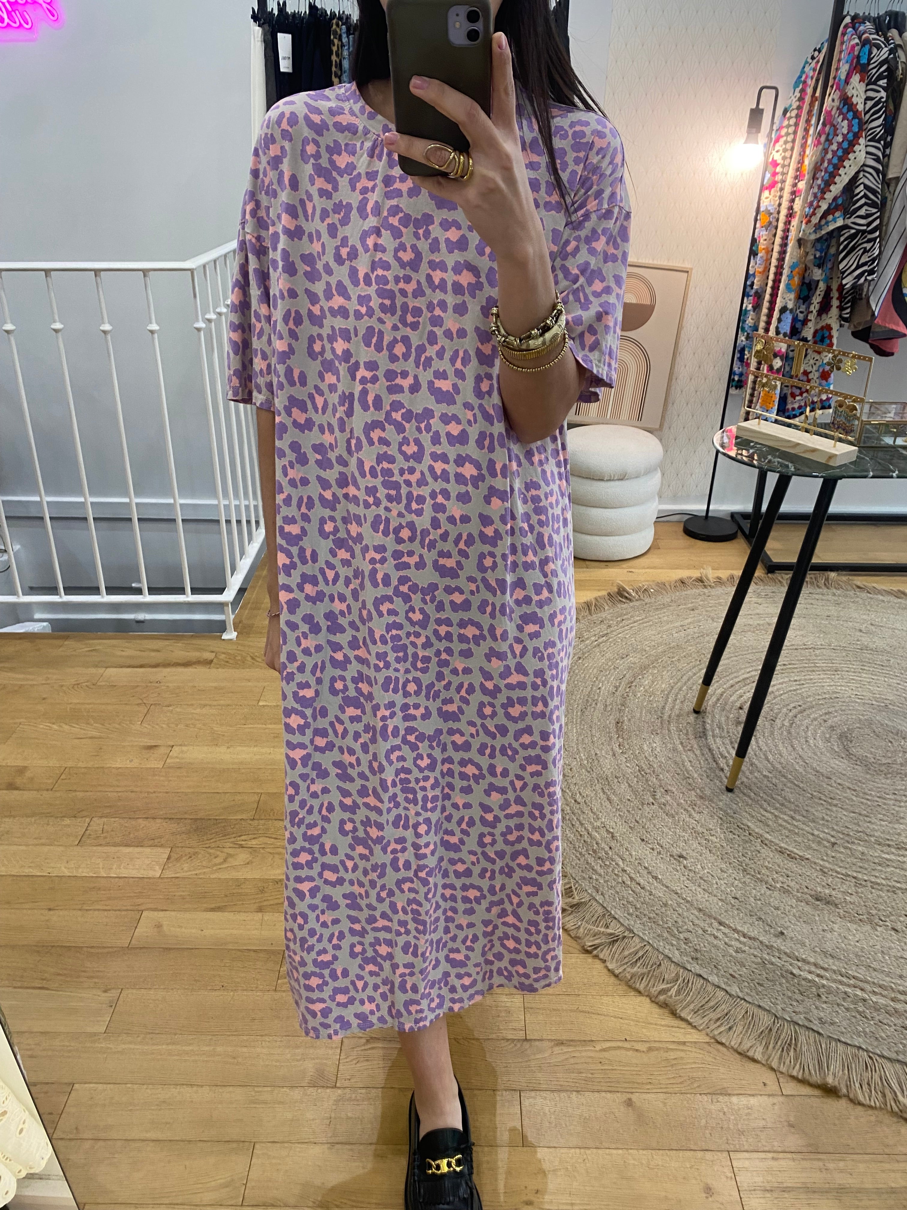 Robe « Margaux » leopard violet