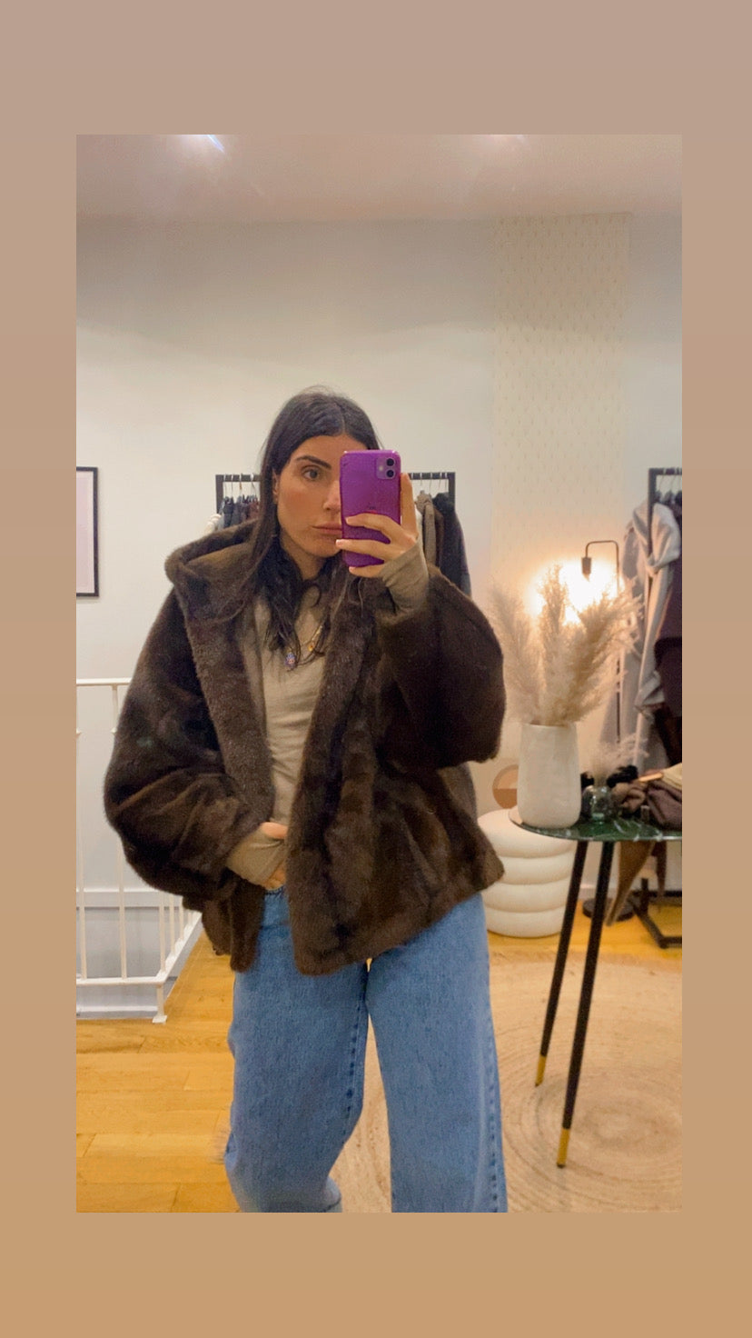 Veste « charlie »en fausse fourrure marron