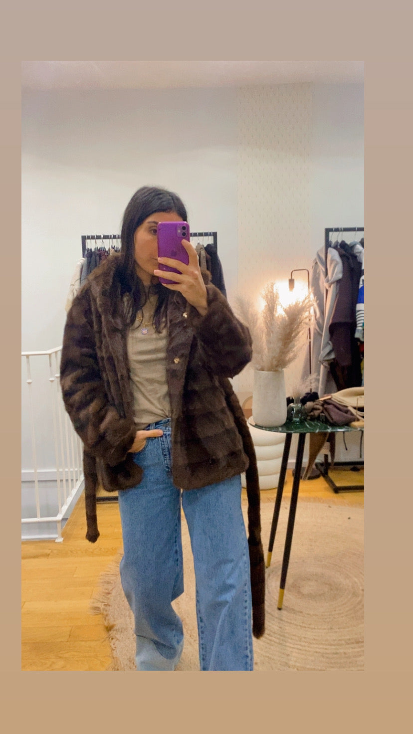 Manteau « Erine » fausse fourrure marron