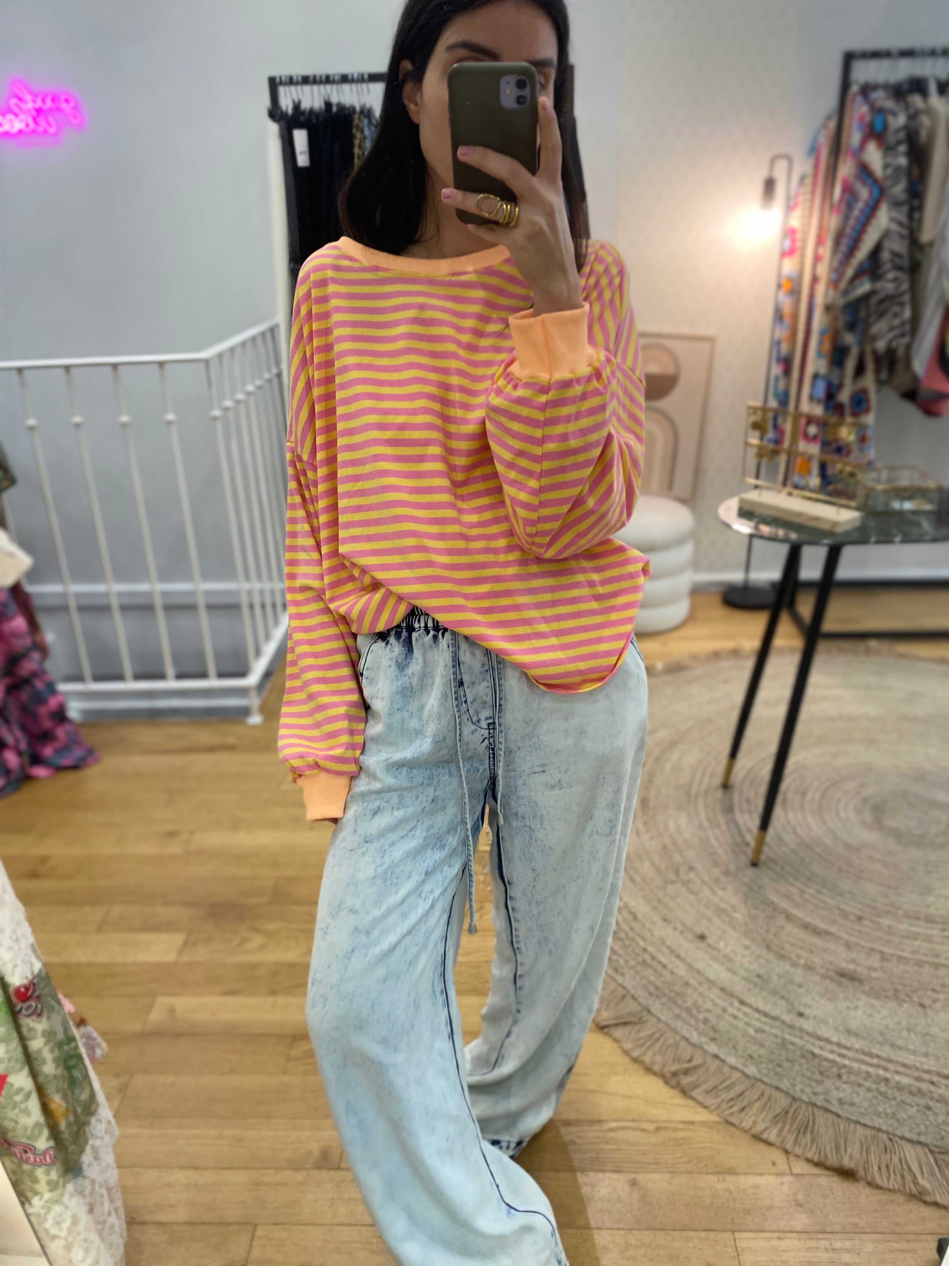 Pull fin « Louna » rayé orange