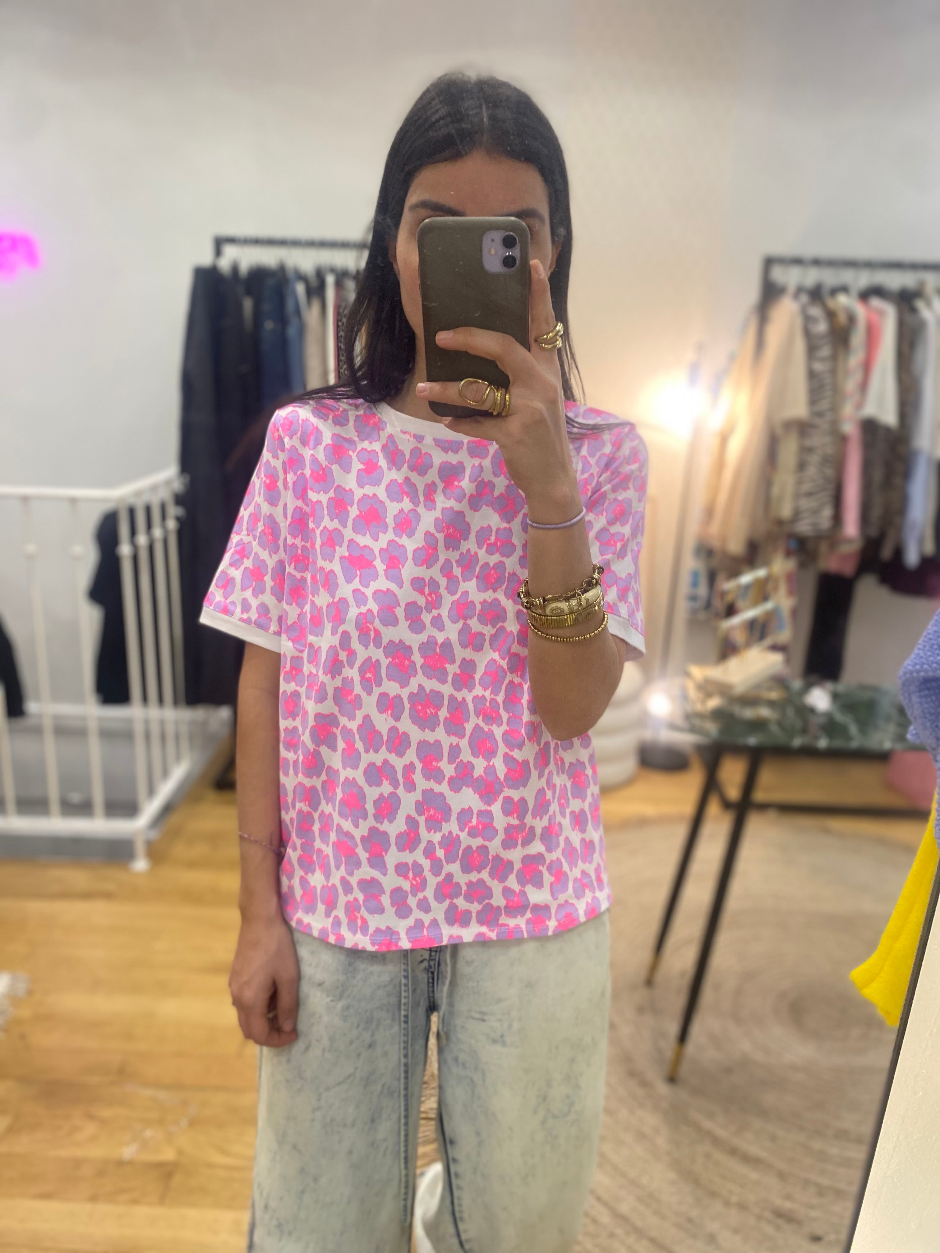 T-shirt « Mila » leopard rose