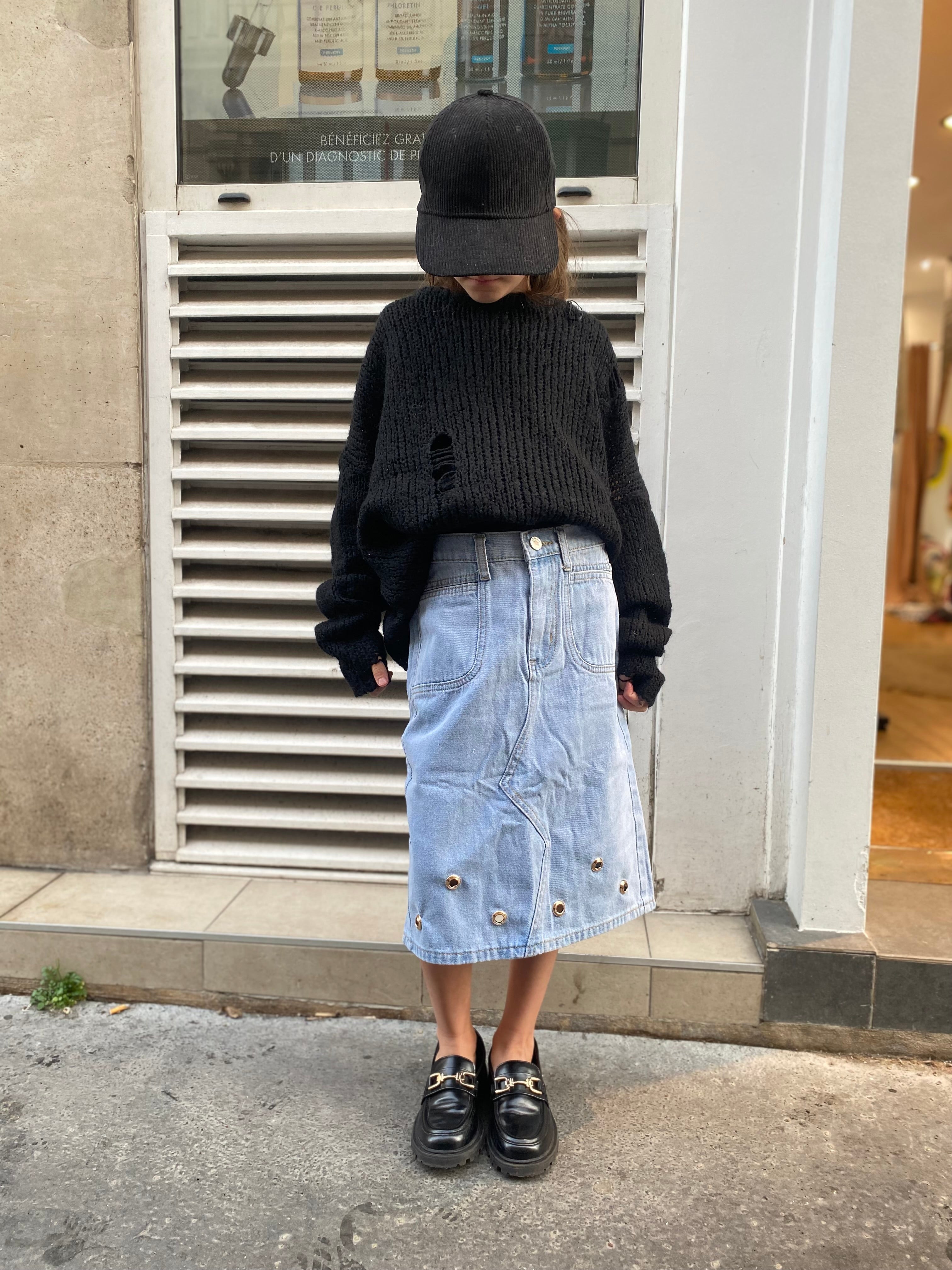 Jupe en jeans à œillet « Léa »