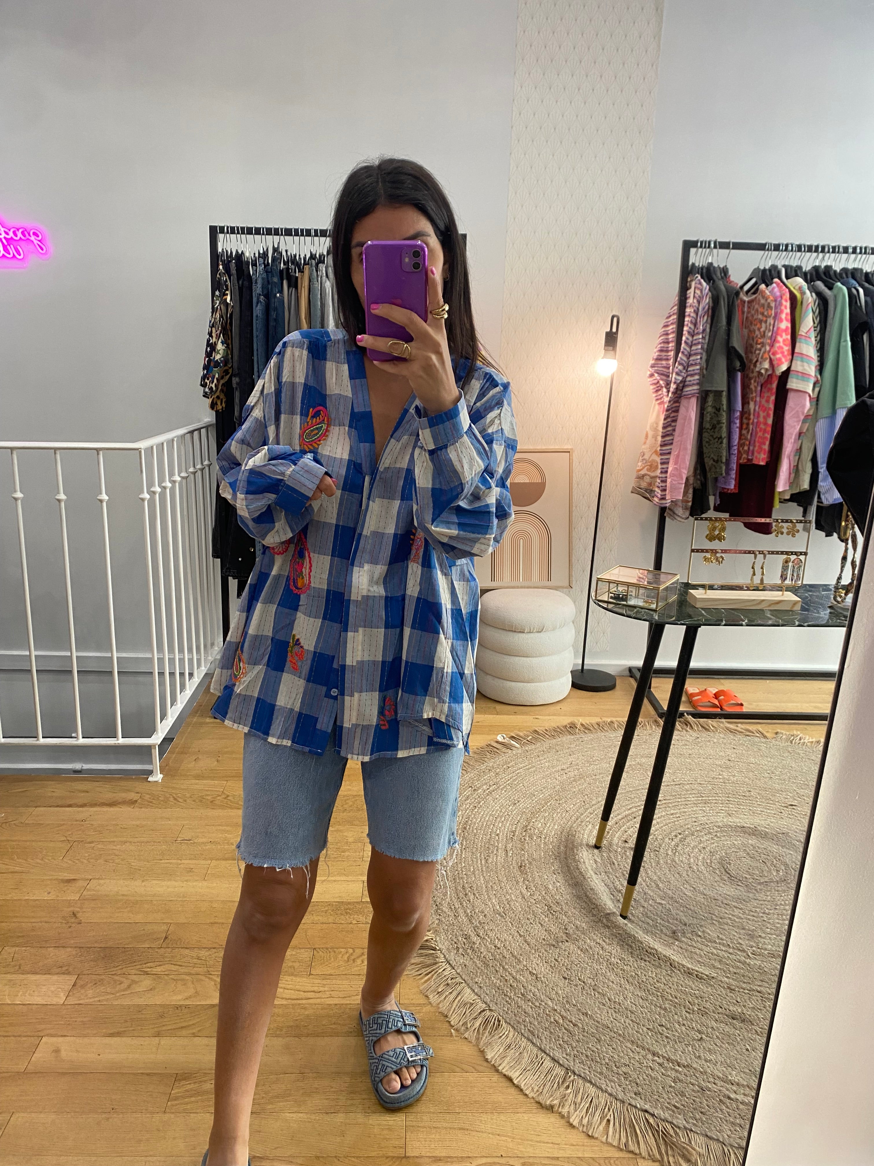 Chemise « Zack » carreaux bleu