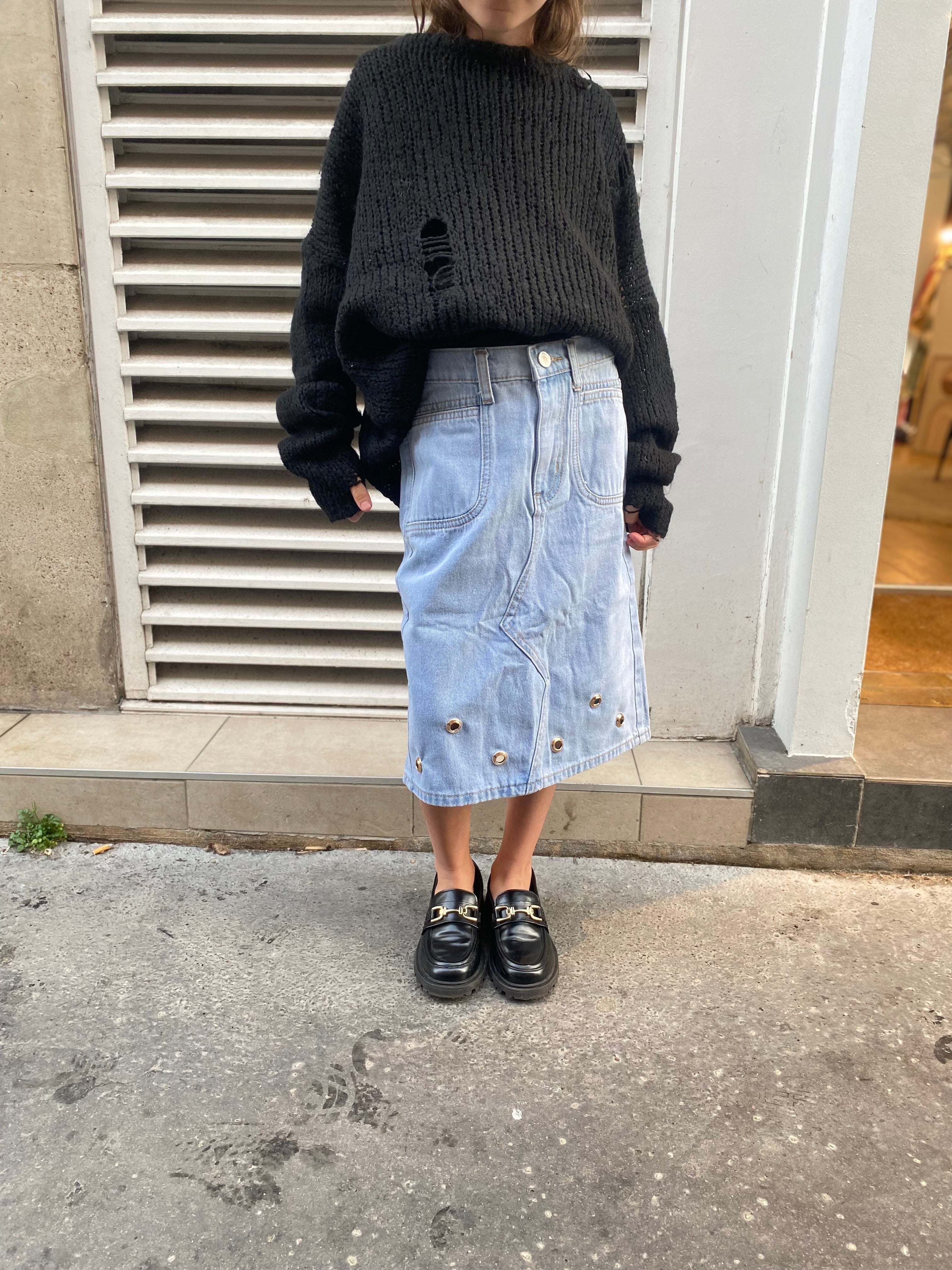 Jupe en jeans à œillet « Léa »