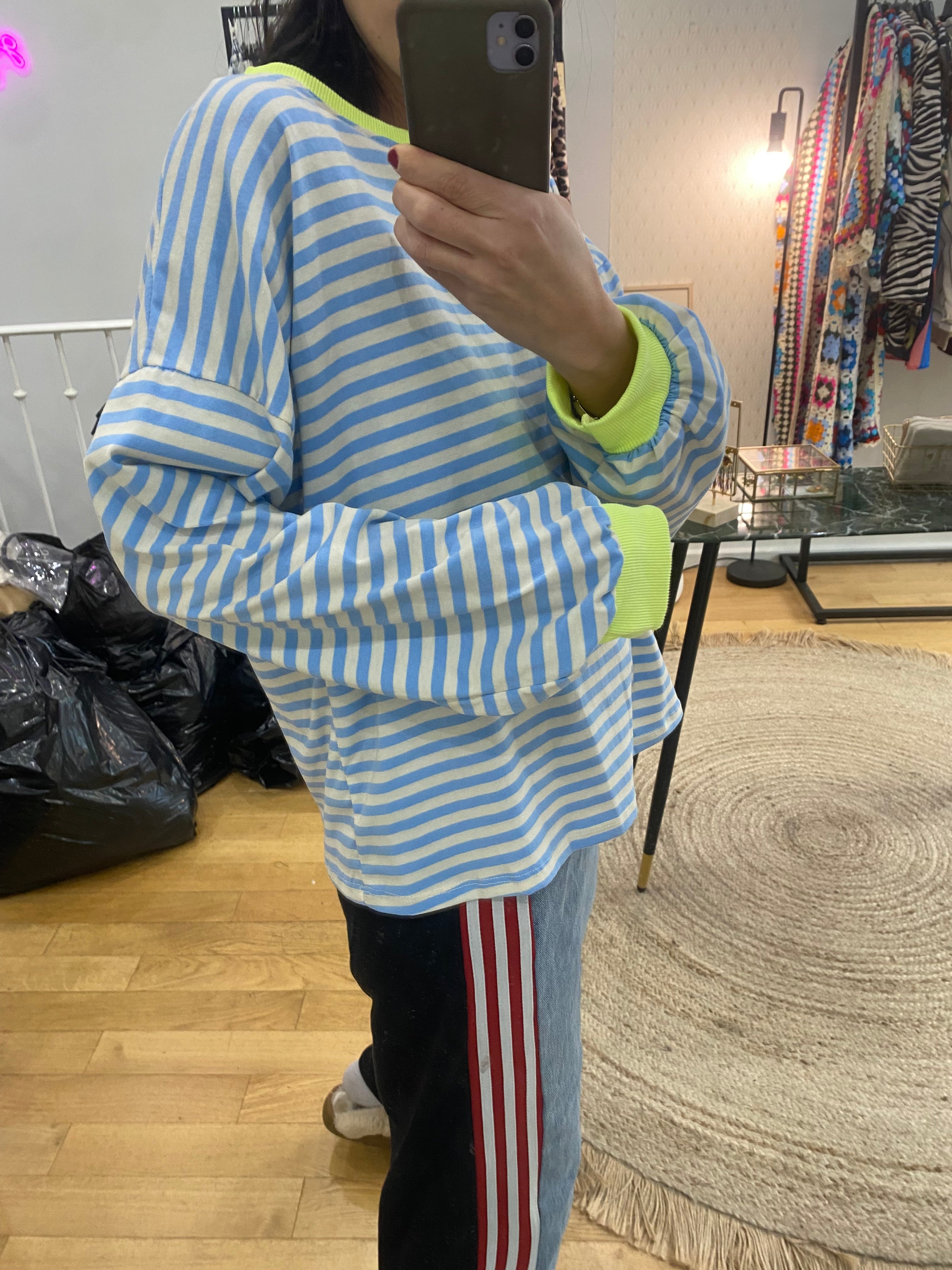 Pull « Louna » rayé bleu