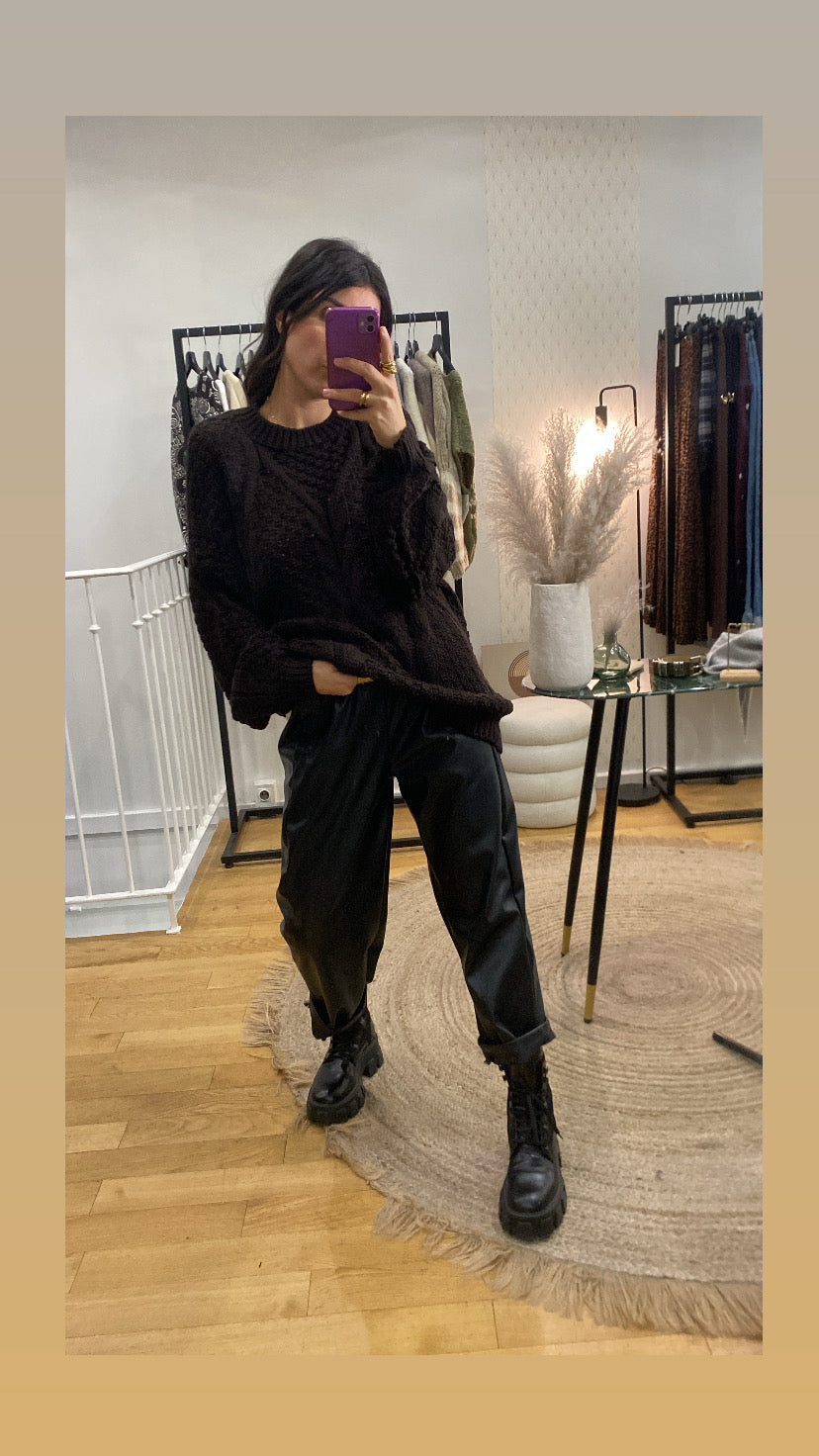 Pull torsadé « Daniela » marron