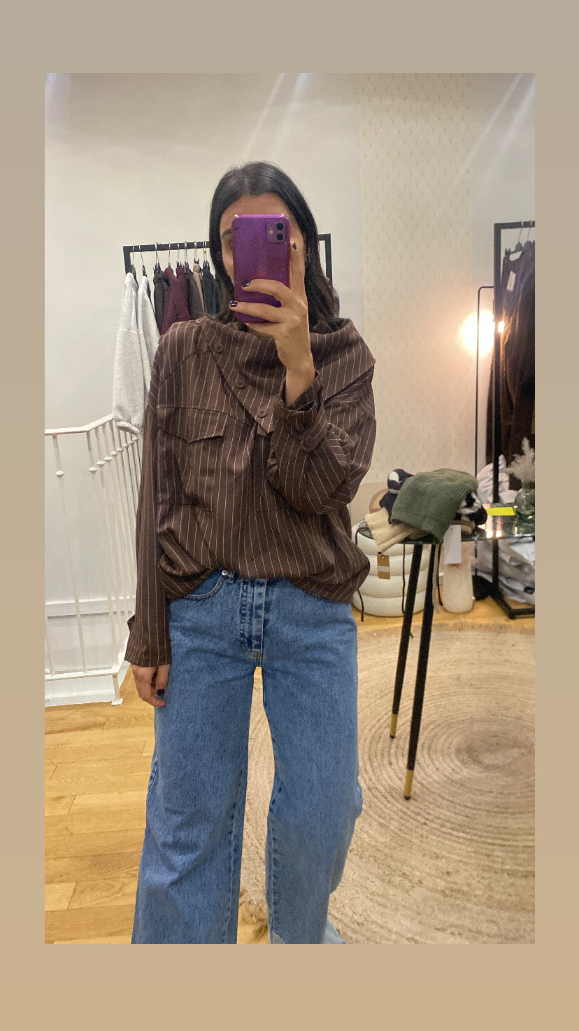 Top « Sinaï » rayé marron