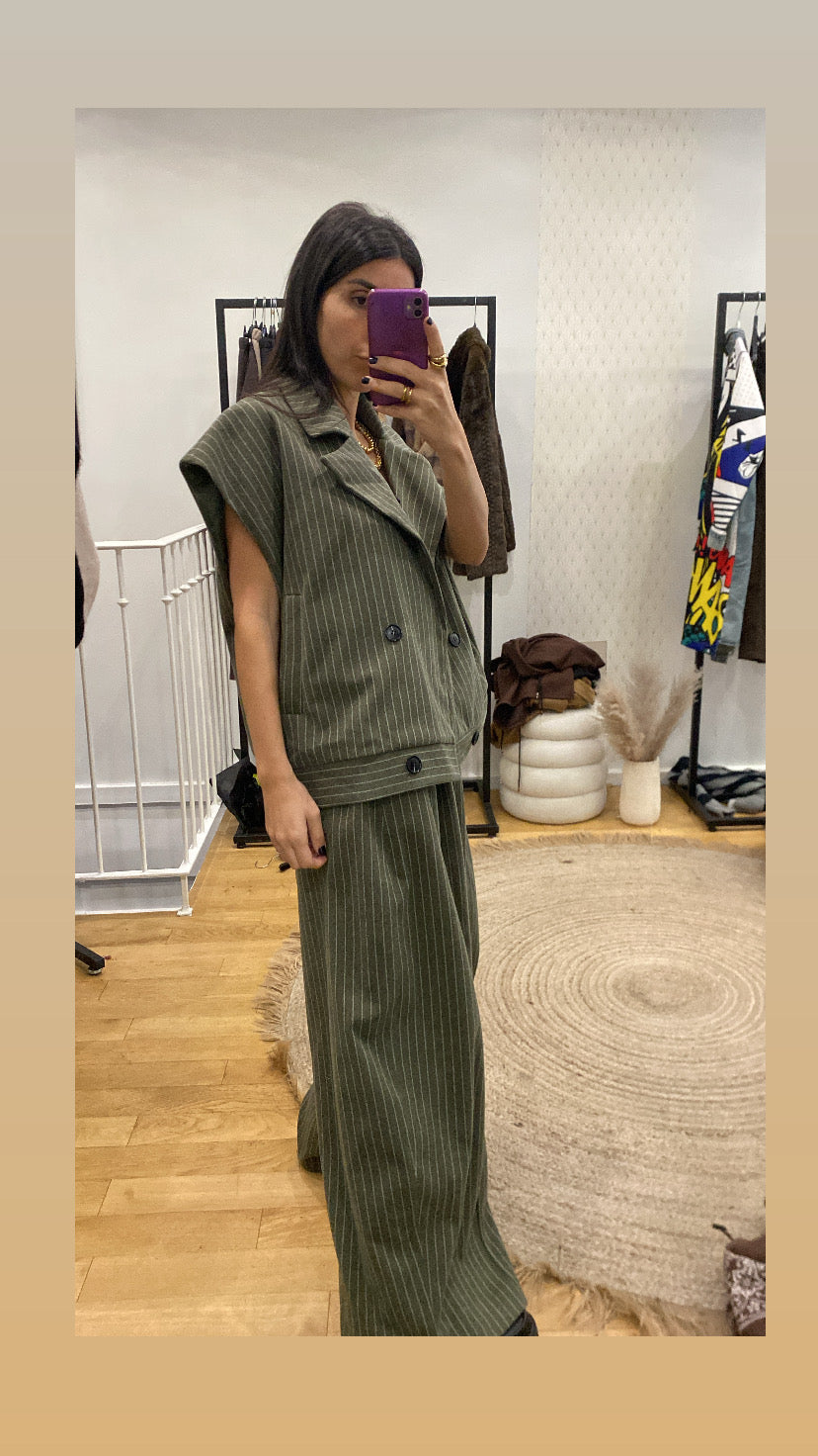 Veste sans manche « Audrey » rayé kaki