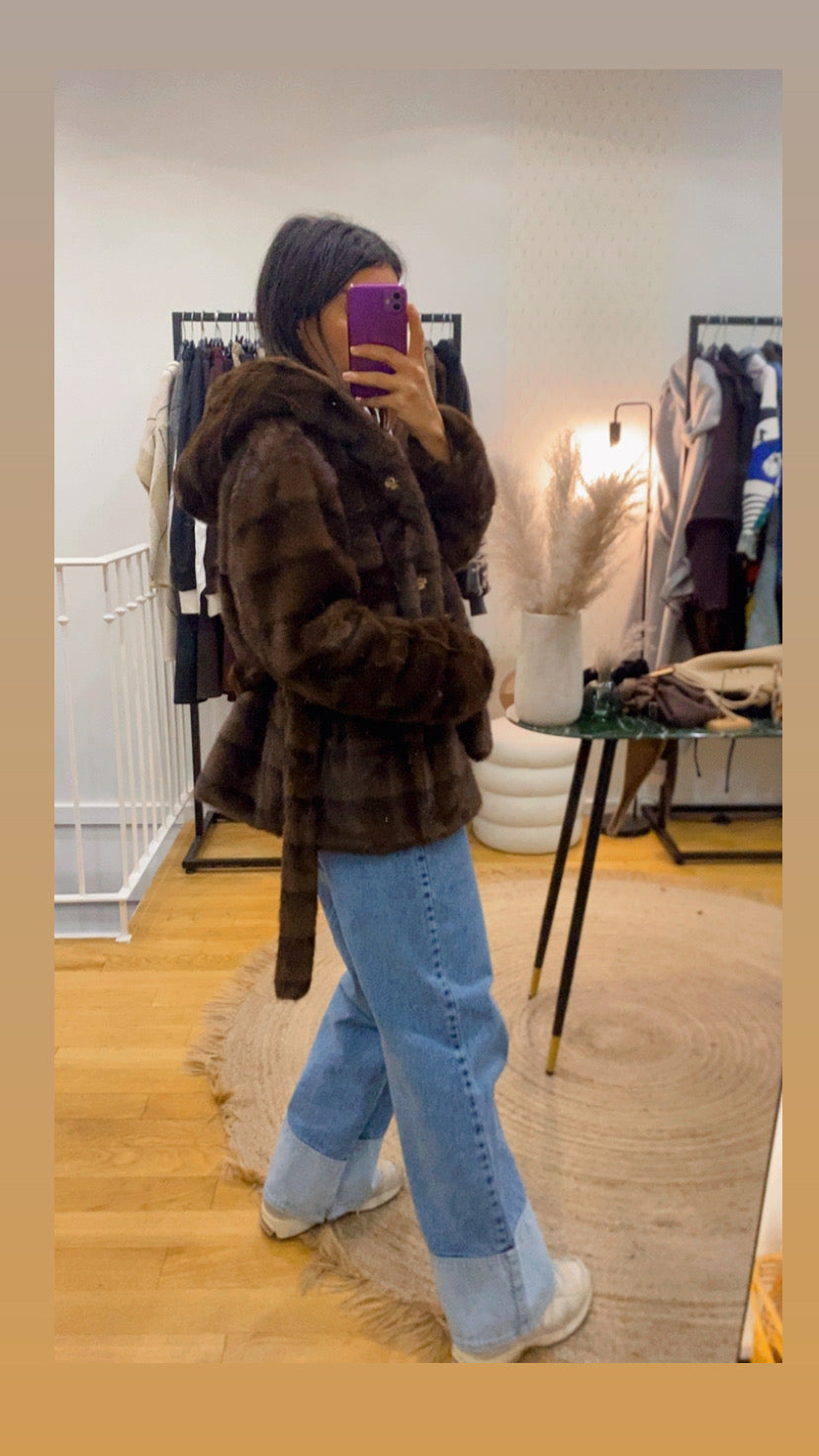 Manteau « Erine » fausse fourrure marron