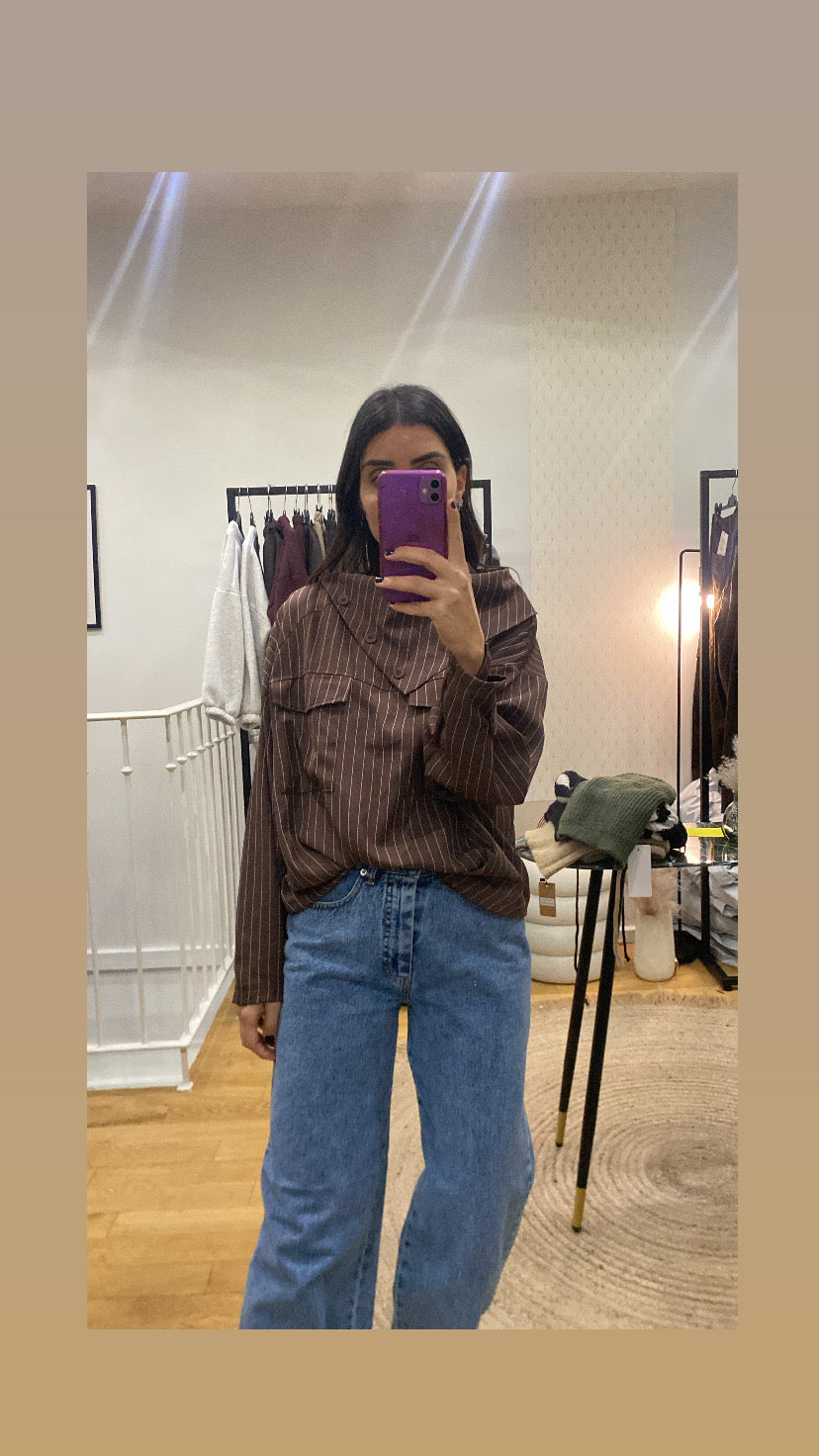 Top « Sinaï » rayé marron