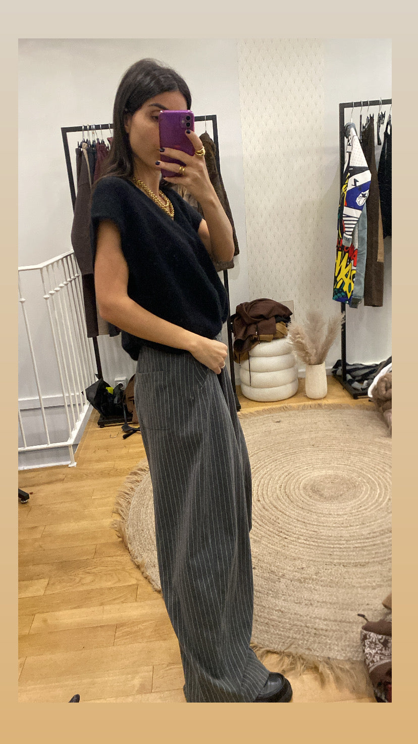 Pantalon « Loulou » rayé gris