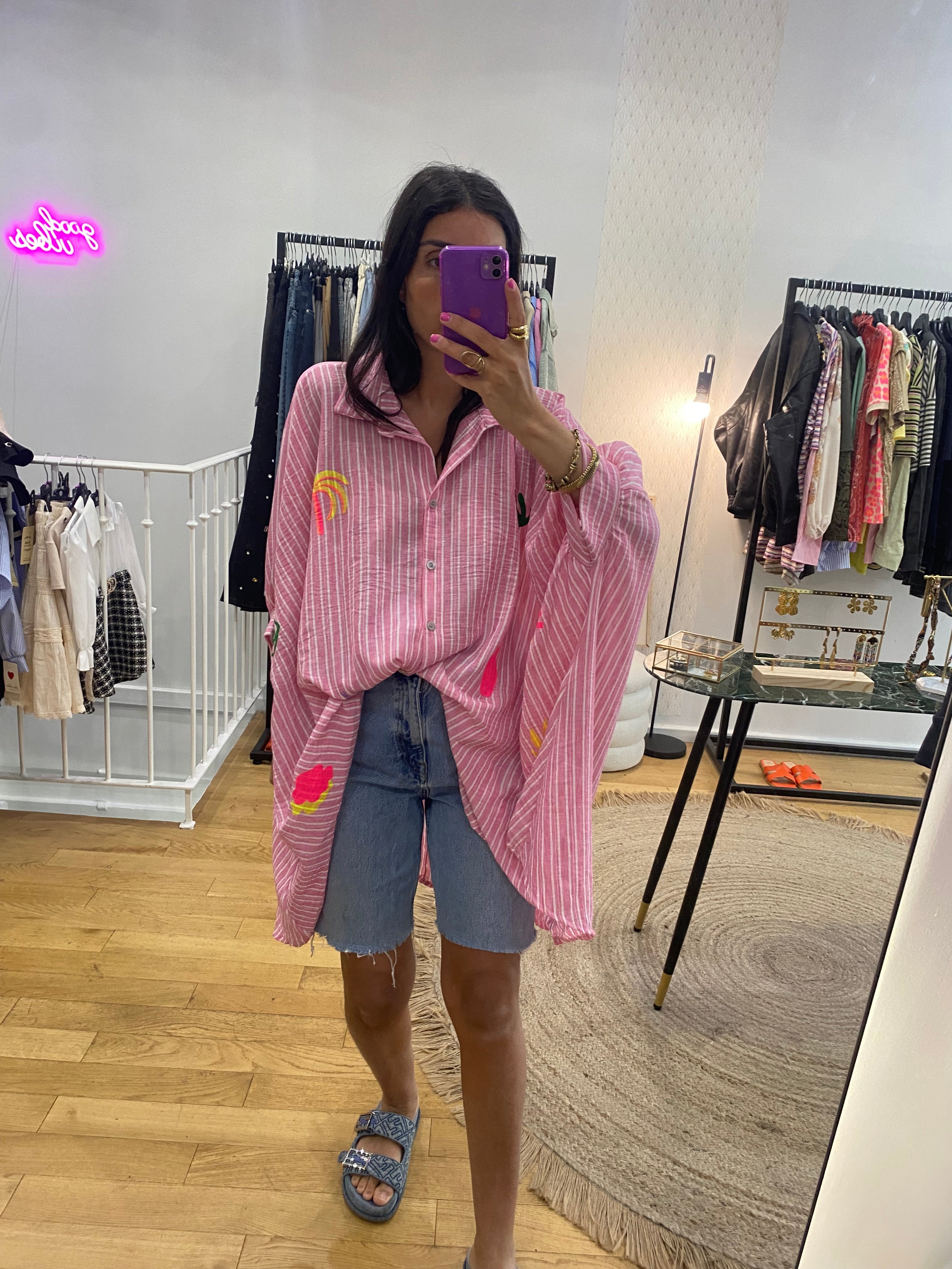 Robe Chemise « Jill » rayé rose