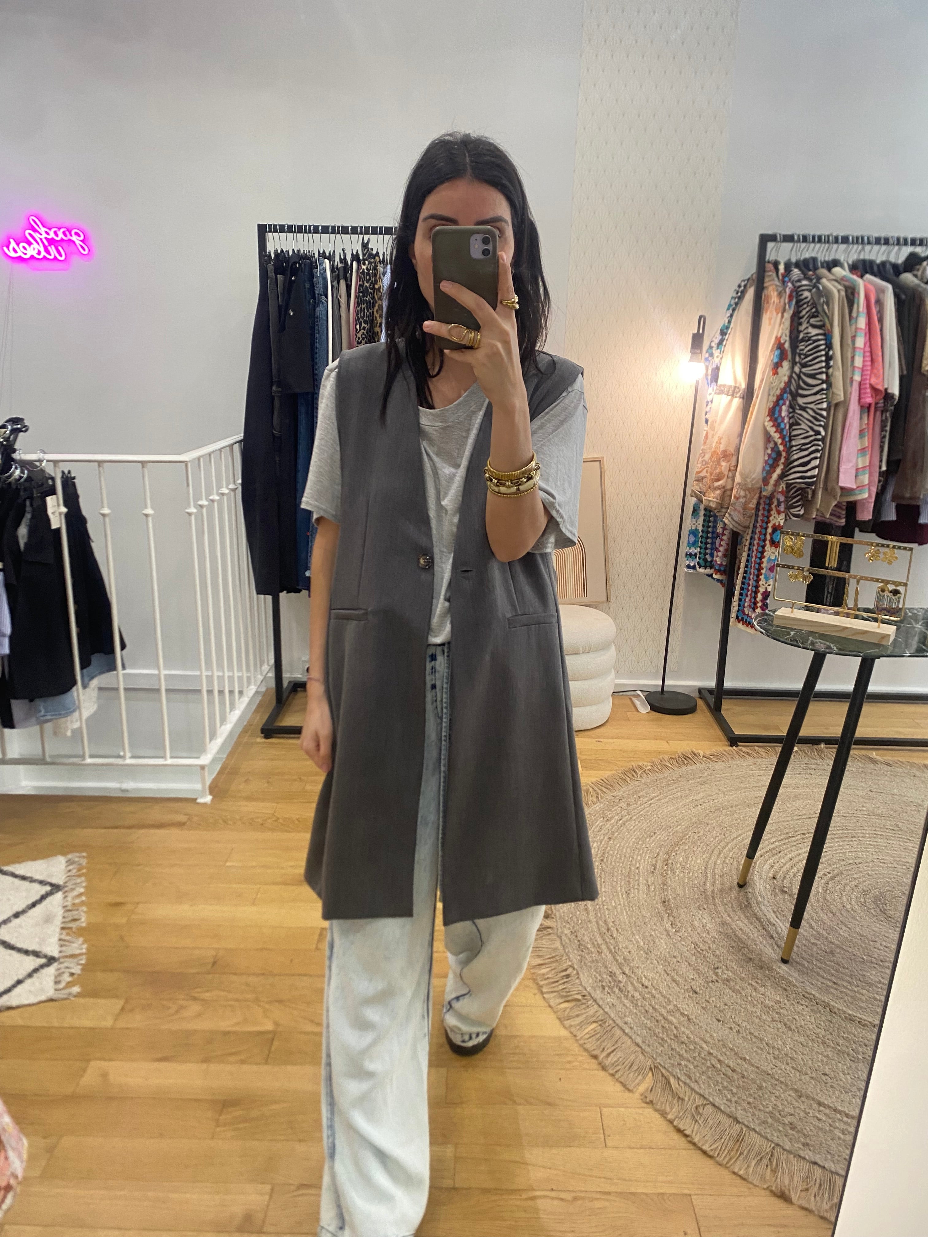 Veste longue « Alison » grise