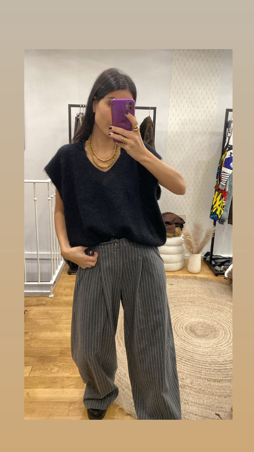 Pantalon « Loulou » rayé gris