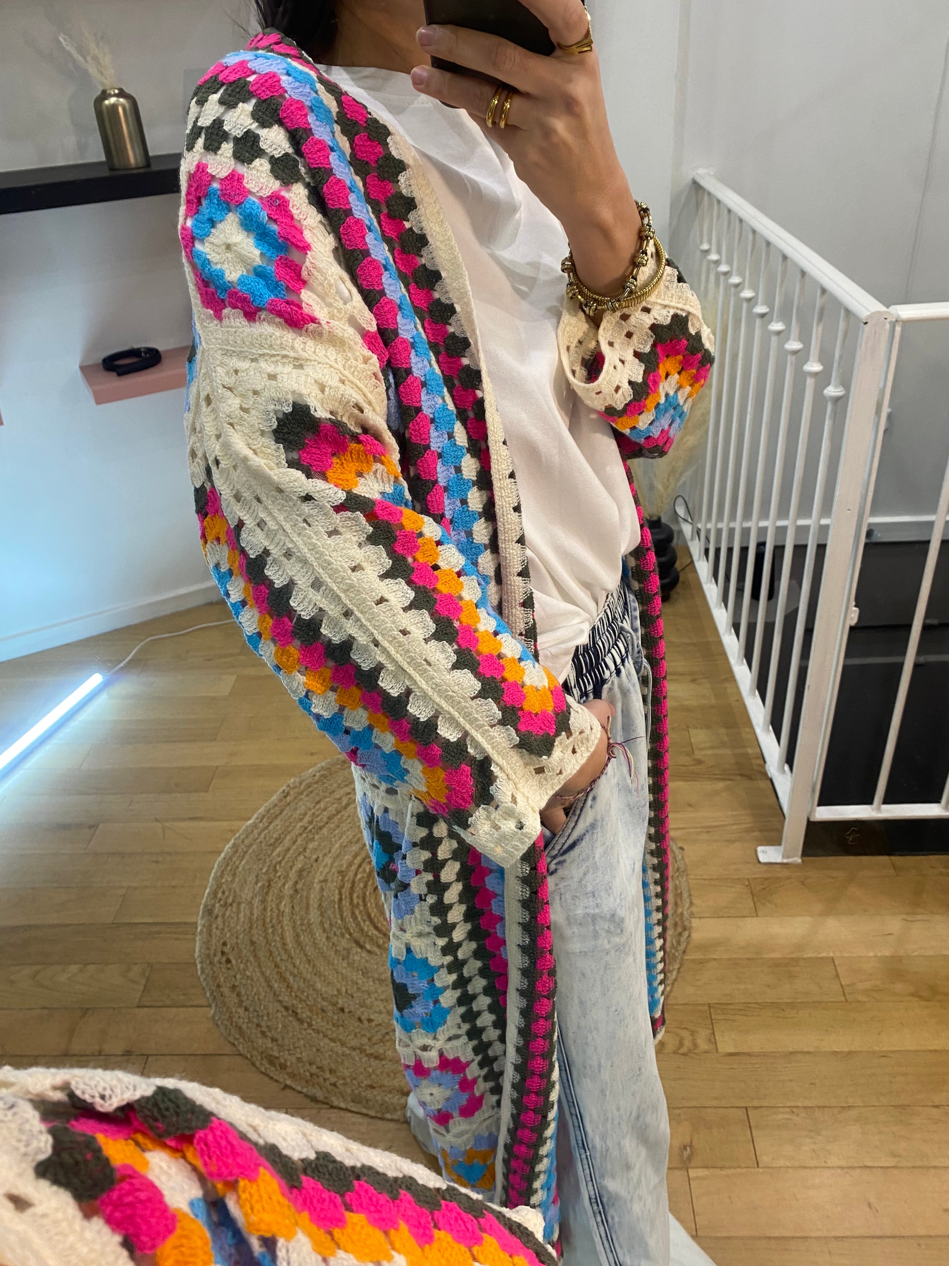 Kimono « charlotte » crochet multico