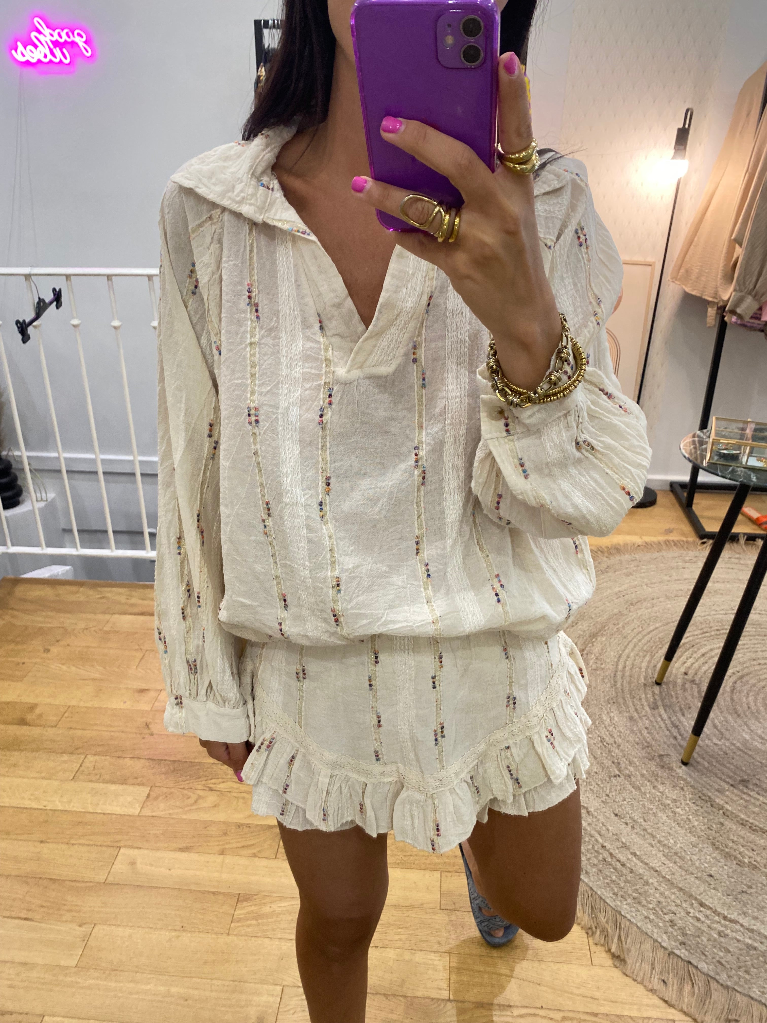Ensemble short « Lina » écru
