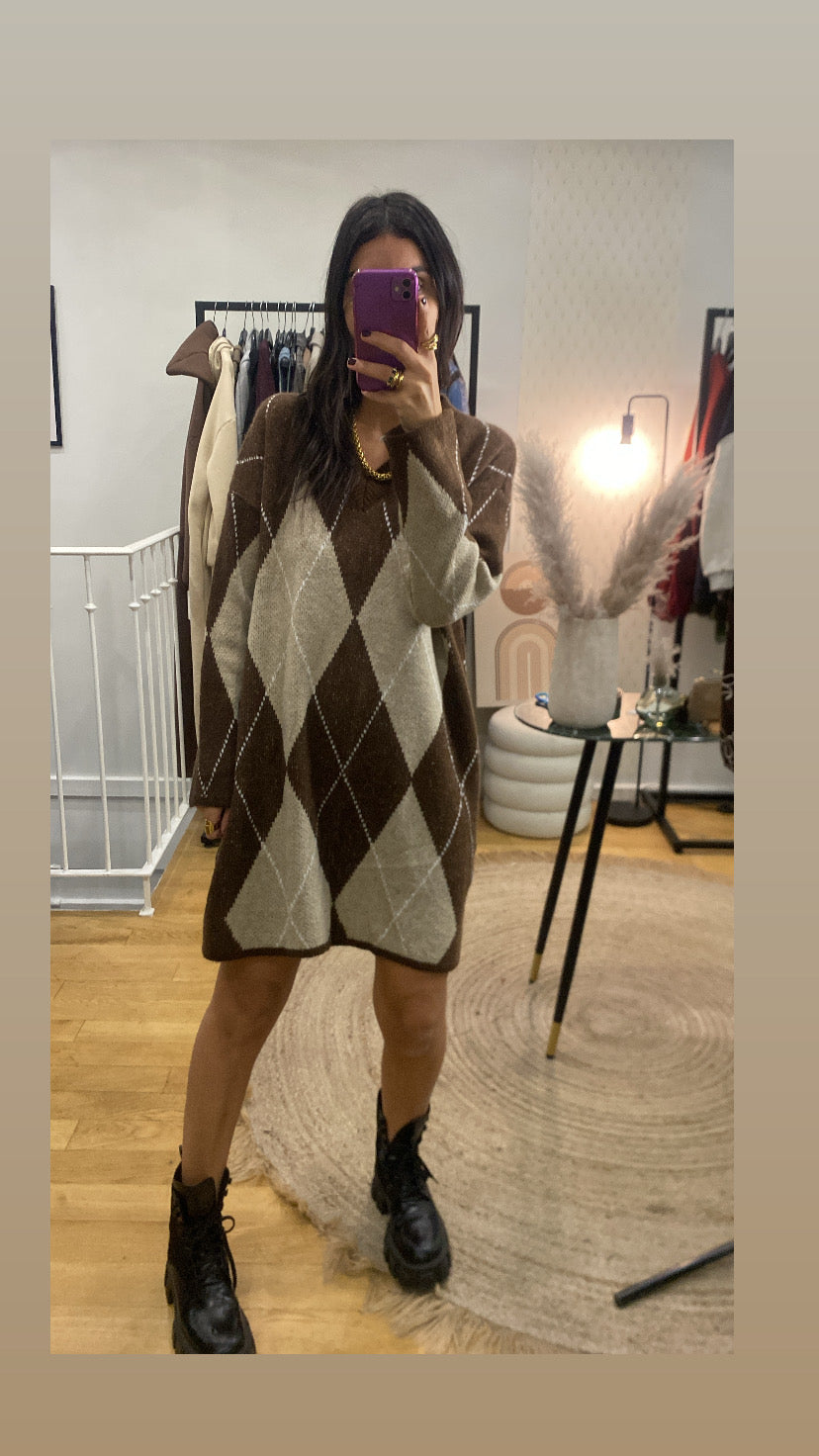 Robe pull « Éden » marron