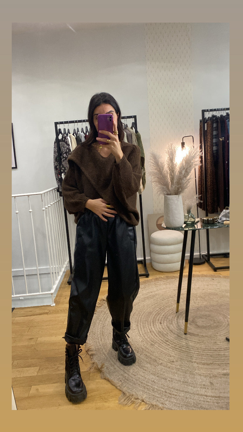 Pull croisé « Alma » marron