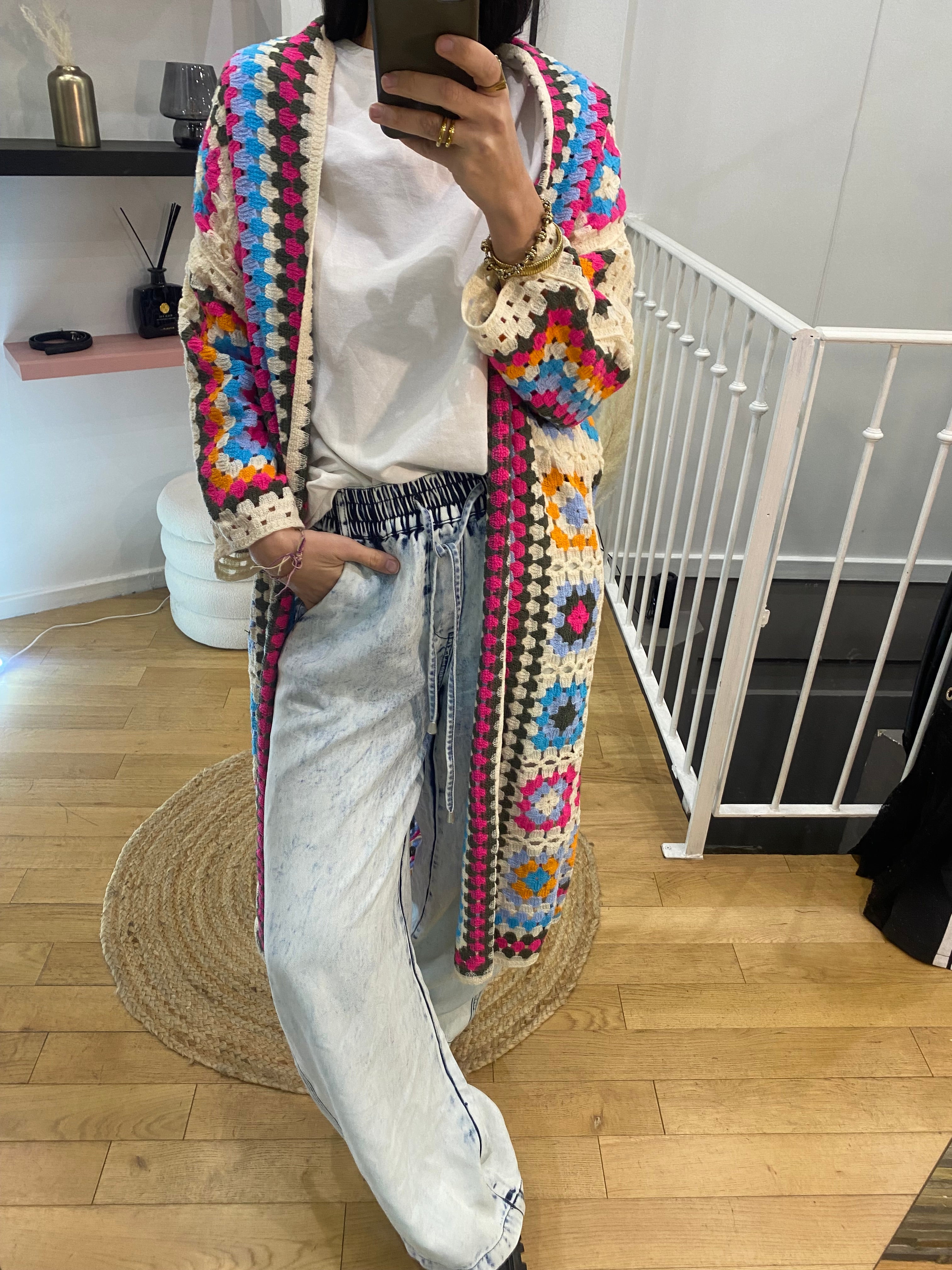 Kimono « charlotte » crochet multico