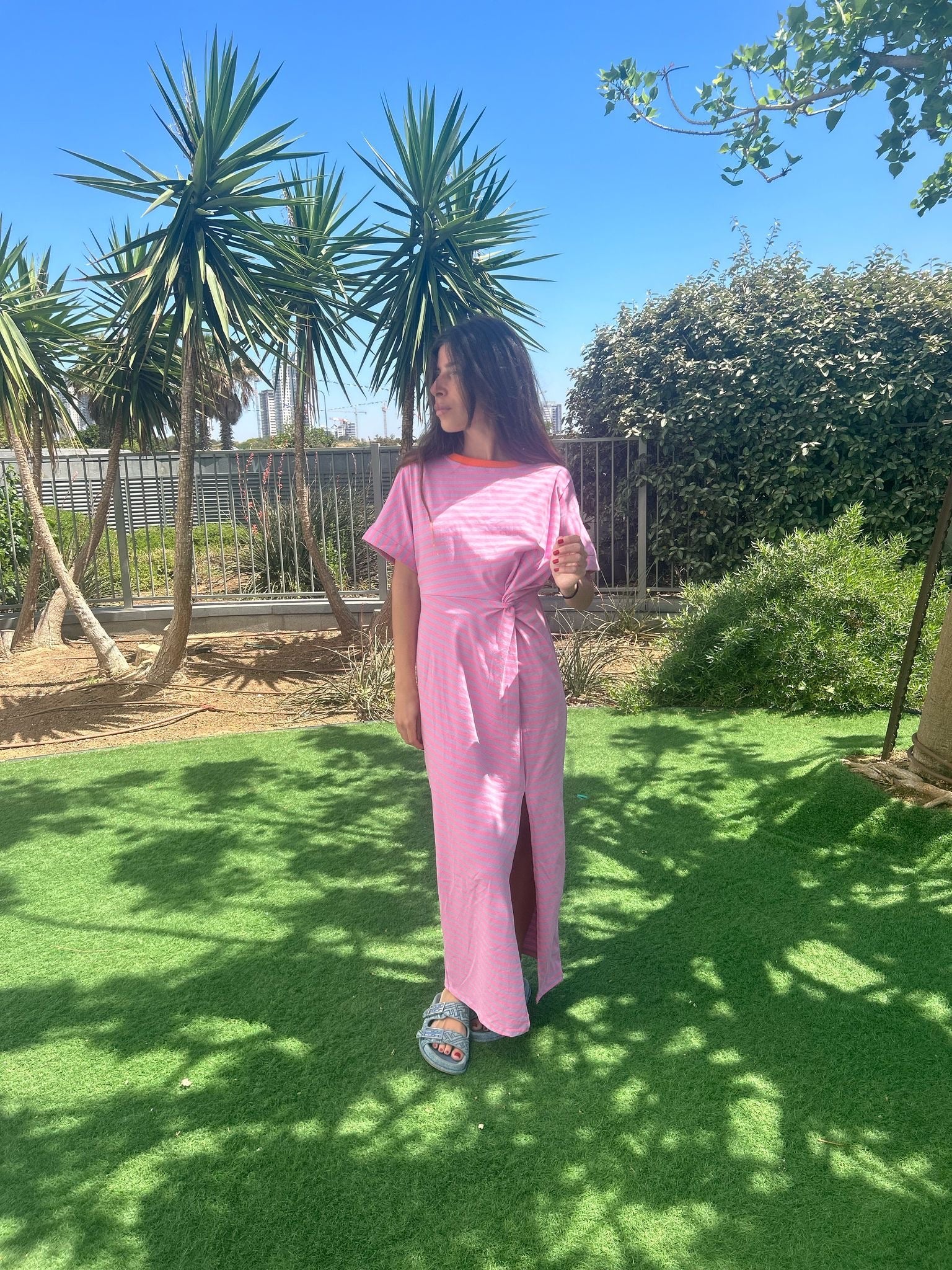 Robe « Diana » rayé rose