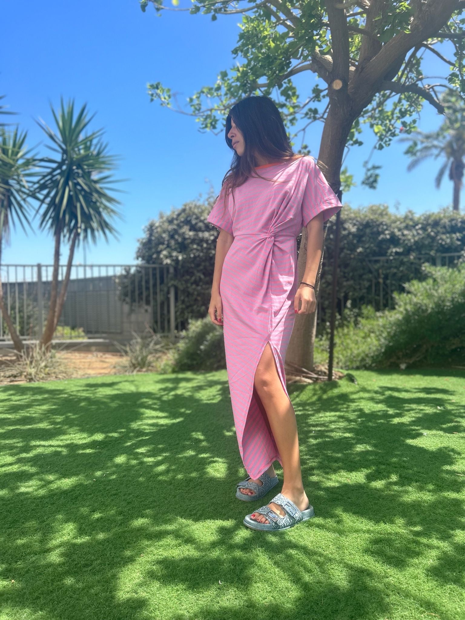 Robe « Diana » rayé rose