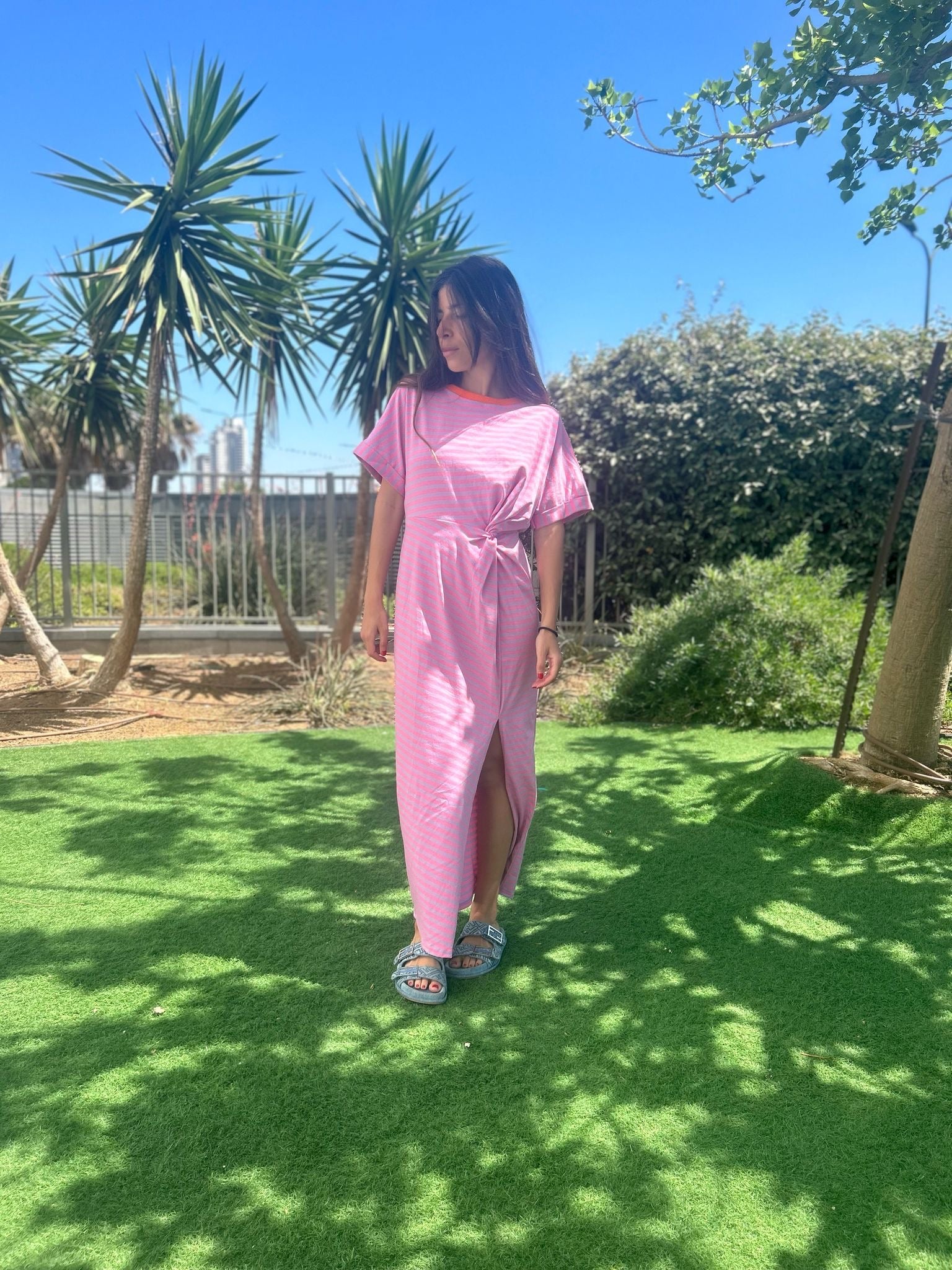 Robe « Diana » rayé rose